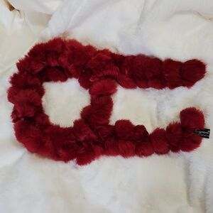 Vintage Rabbit Fur Pom Pom Scarf | Soft Plush Winter Neck Warmer | 66”